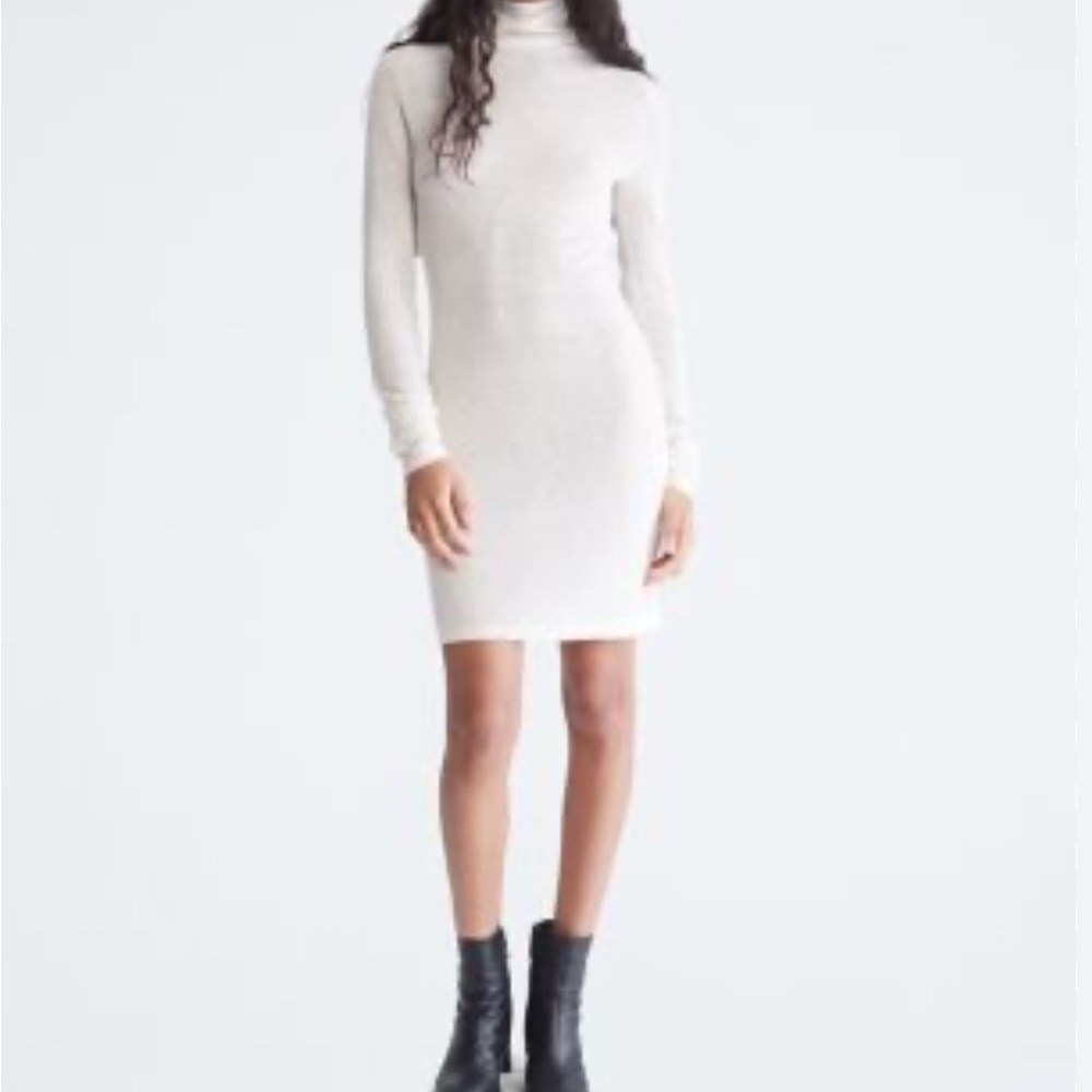 Calvin Klein Wool Nylon Lightweight Long Sleeve Turtleneck Dress Women's XL EUC